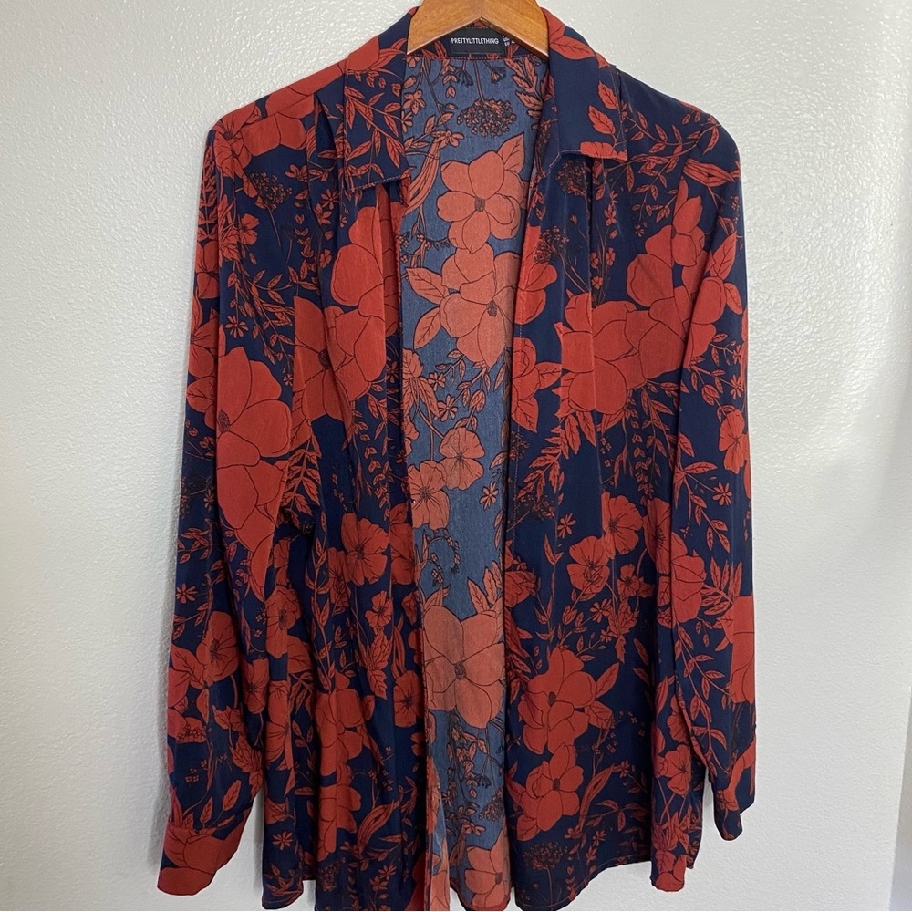 J18 Pretty Little Thing Womens Open Front Floral Cardigan Size 10